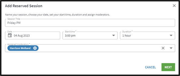 Create a new Reserved Session
