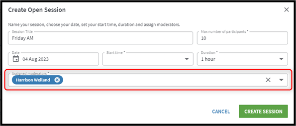 Selecting the moderators for a session