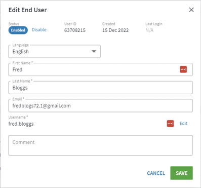 Edit an End User's details