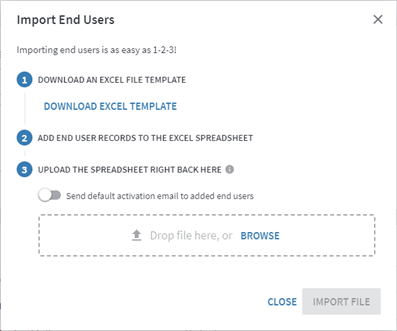 Import End Users dialog