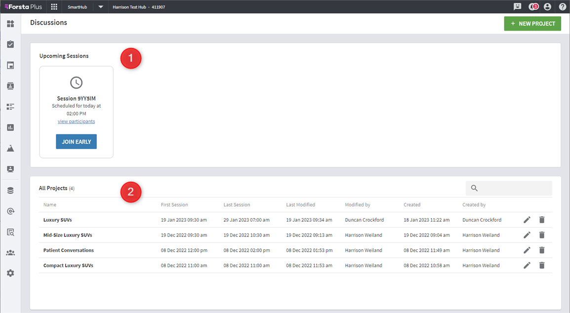Projects List page